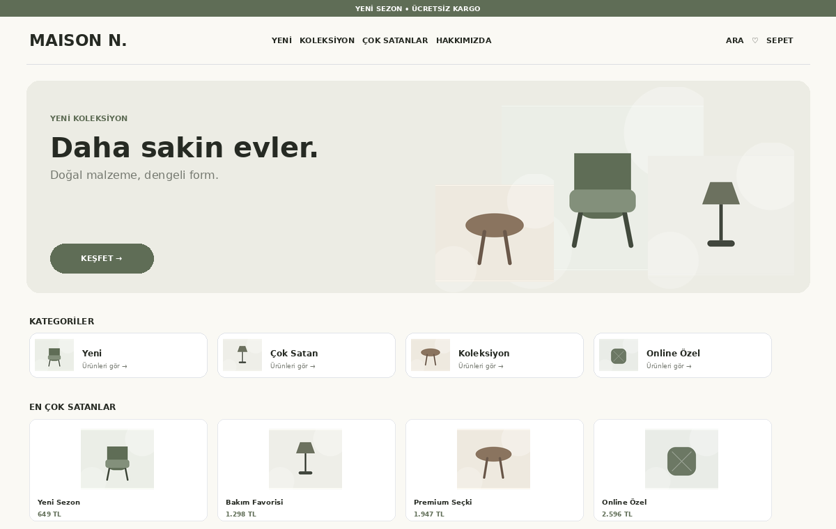 Maison Home Editorial 10 masaüstü mağaza görünümü