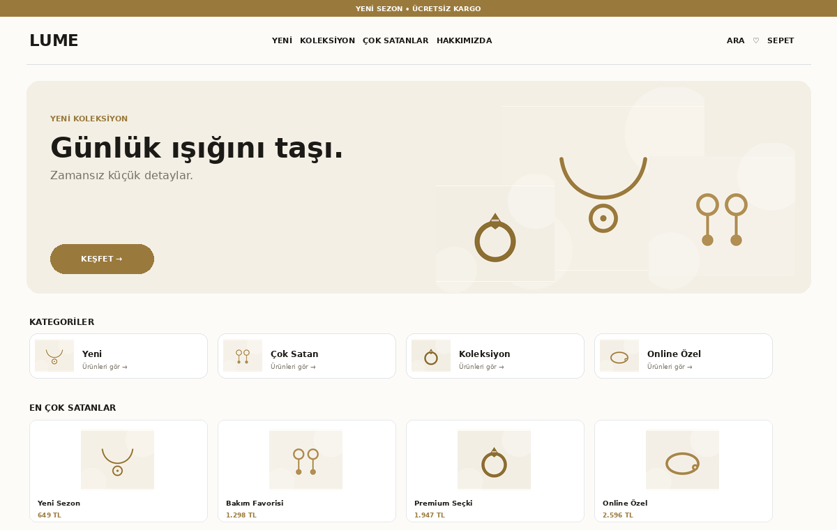 Lume Jewelry Luxury 07 masaüstü mağaza görünümü